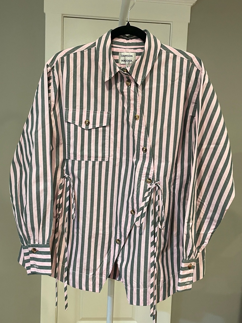 Damson Madder Lux Asymmetric Organic Cotton Shirt; style AW25-DM-2039— size 10